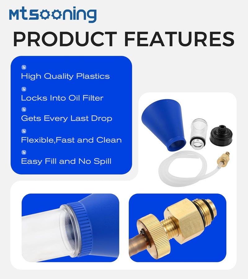 Mtsooning Advanced Engine Threaded Oil Funnel,Oil Filter Wrench and Drain Tool,Oil Filter Remover Tool Compatible with Toyota,Tacoma,Lexus,Camry, Corolla,Honda,Scion,Sienna,RAV4,RX350,etc - Image 2